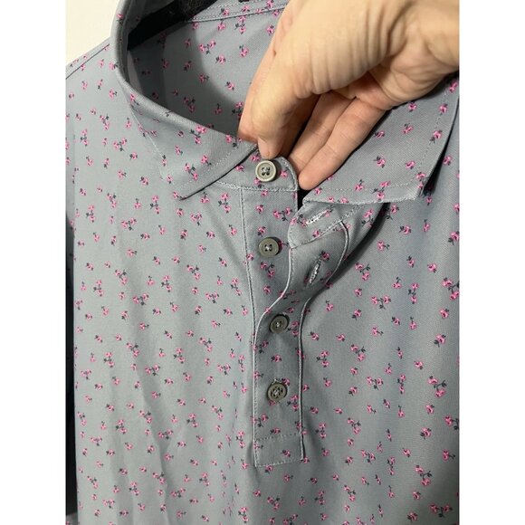 G/FORE Gray Golf floral Polo Shirt Size XL - Picture 7 of 16